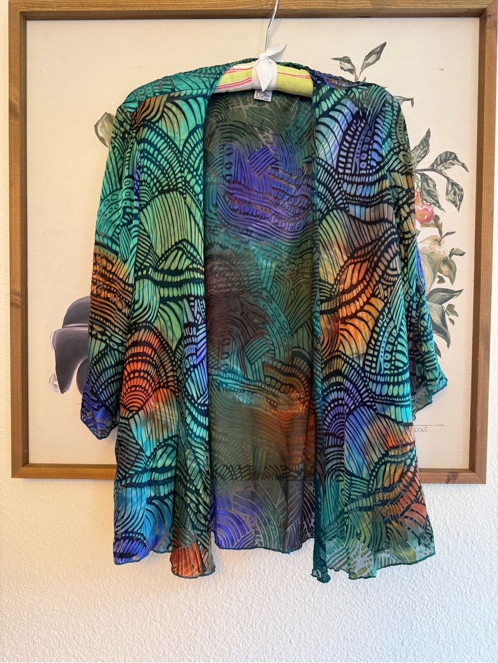 Sheer Multicolor Beach Kimono - Women Swim Cover-Up